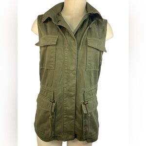 Cowgirl Legend Olive Green Sleeveless Hooded Jacket Women's Medium